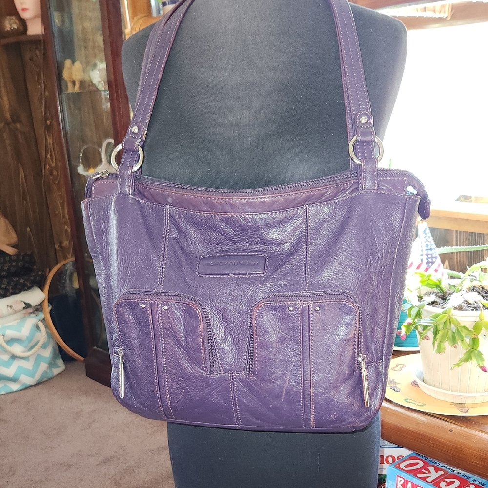 Purple Leather Stone Mountain Purse